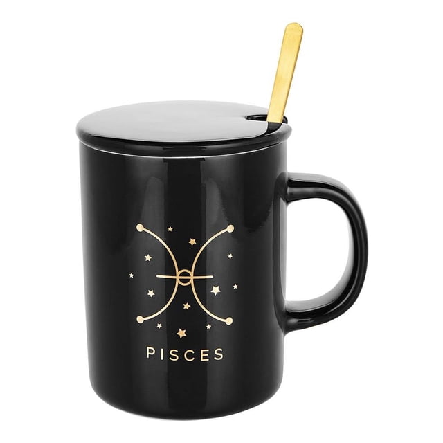 Taza Hometrends Horóscopo Pisces Cerámica 420 ml Negro