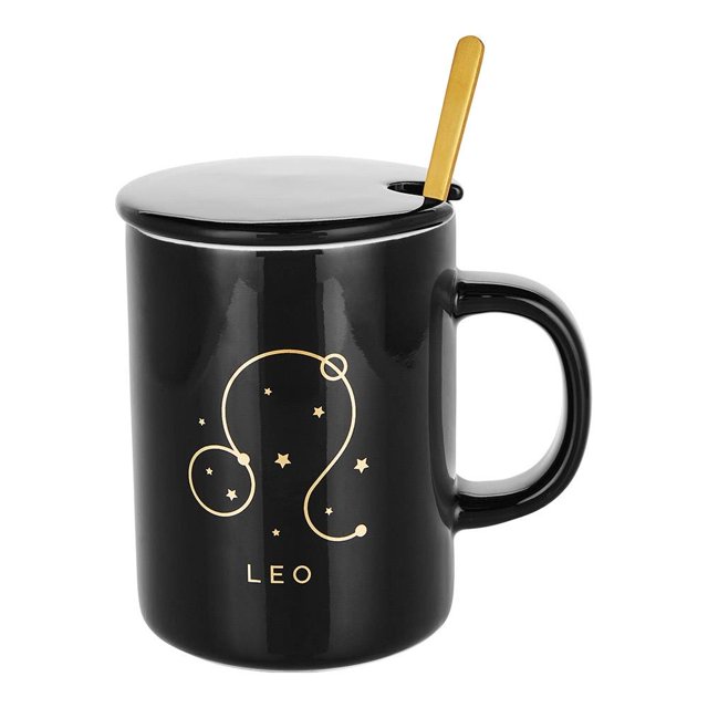 Taza Hometrends Horóscopo Leo Cerámica 420 ml Negro