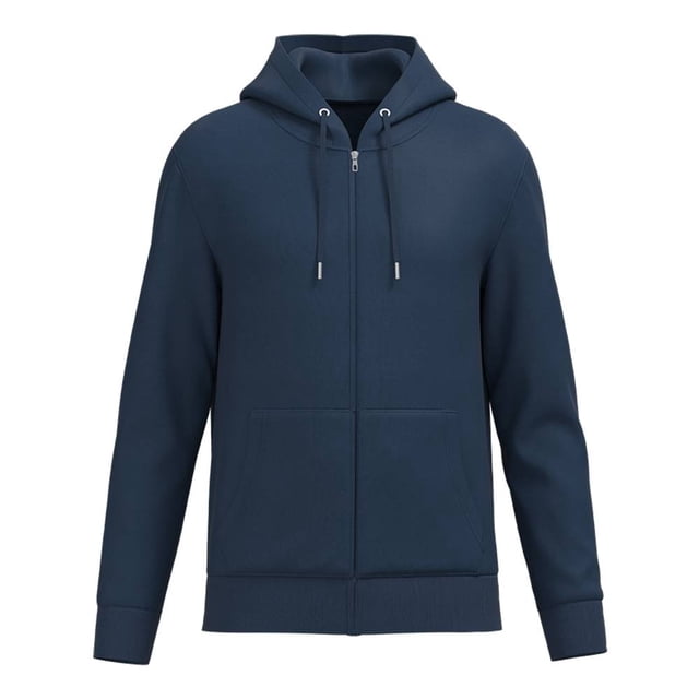 Sudadera George Talla CH Lisa con Cierre en Medio y Capucha Azul Marino