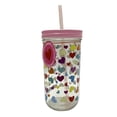 thumbnail image 1 of Vaso con Popote Mainstays de Vidrio con Estampado de Corazones Rosa, 1 of 2