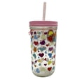 thumbnail image 2 of Vaso con Popote Mainstays de Vidrio con Estampado de Corazones Rosa, 2 of 2