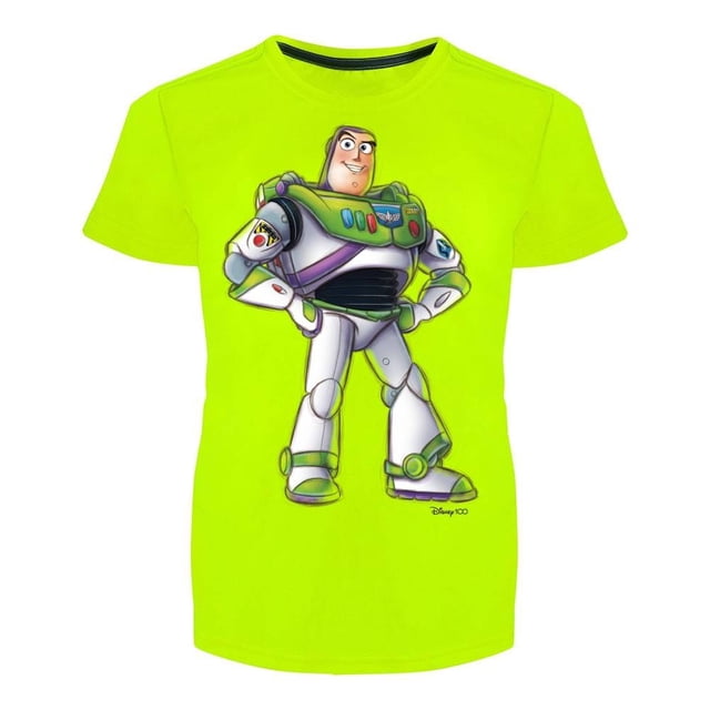 Playera Disney 100 Toy Story Talla 8 Manga Corta con Estampado Buzz Lightyear Verde Neón