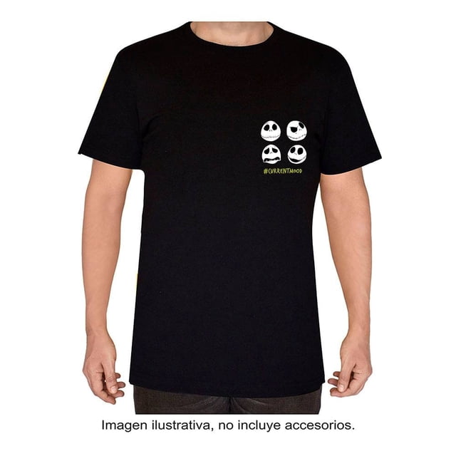 Playera El extraño mundo de Jack Talla 12 Manga Corta con Estampado Jack Faces Negro