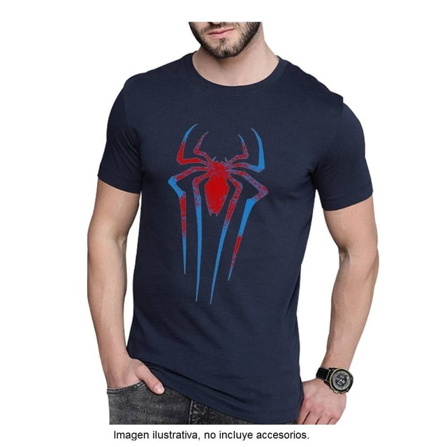 Playera Spiderman Talla M Manga Corta con Estampado Frontal Azul Marino
