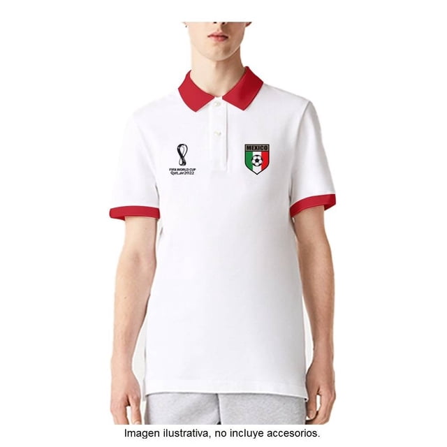Playera Polo FIFA Mundial Qatar 2022 Talla M Manga Corta México Blanco