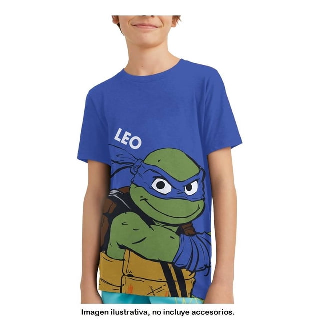 Playera Tortugas Ninja Talla 6 Manga Corta Con Estampado de Leonardo Azul