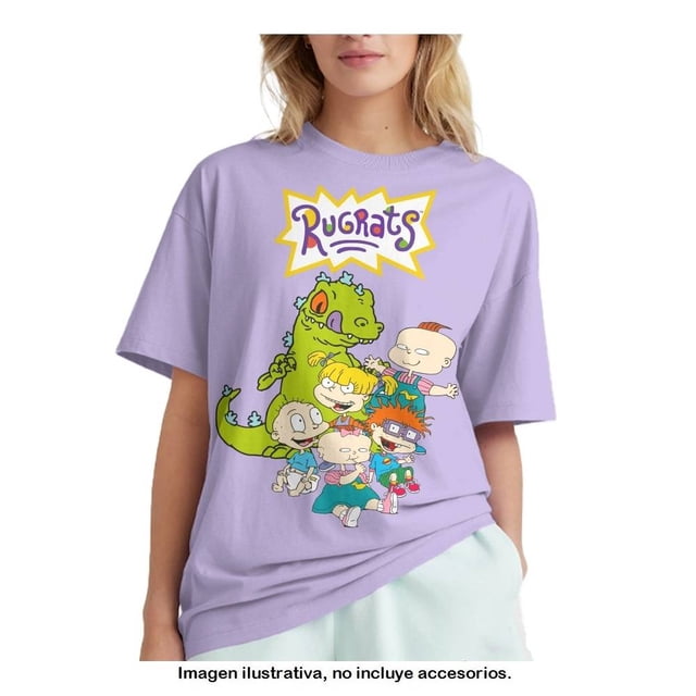 Playera Nickelodeon Talla M Manga Corta Con Estampado de Rugrats Lila