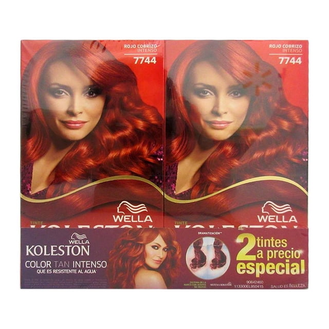 Tinte para cabello Koleston 7744 rojo cobrizo intenso 1 paquete con 2 pzas
