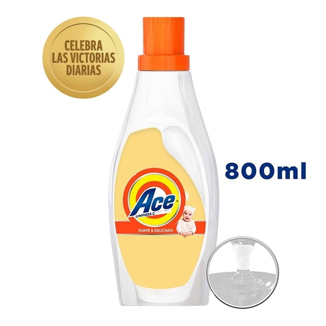 Detergente líquido Ace Limpieza completa suave y delicado concentrado 800 ml