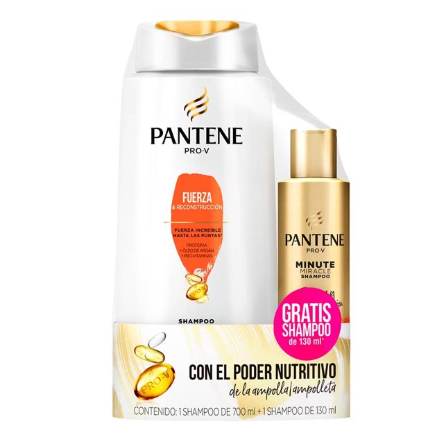 Shampoo Pantene Pro V fuerza y reconstrucción 700 ml + shampoo 3 minute miracle 130 ml