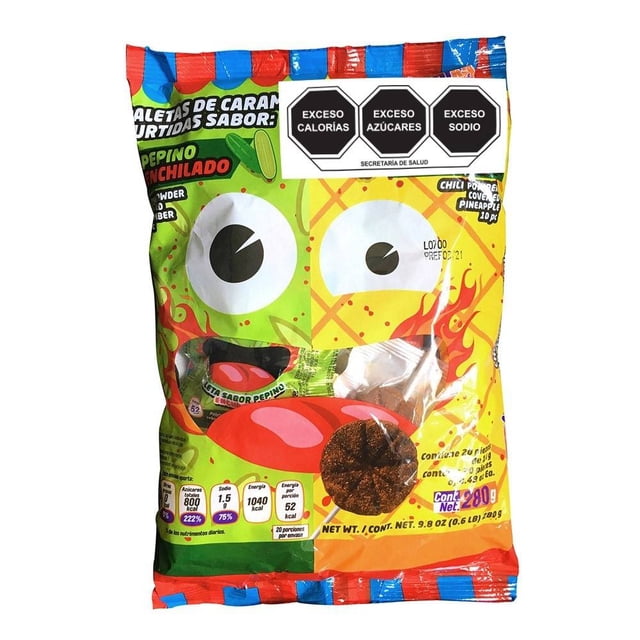 Paletas de caramelo Inikoi surtidas sabor pepino y piña enchilados 20 pzas