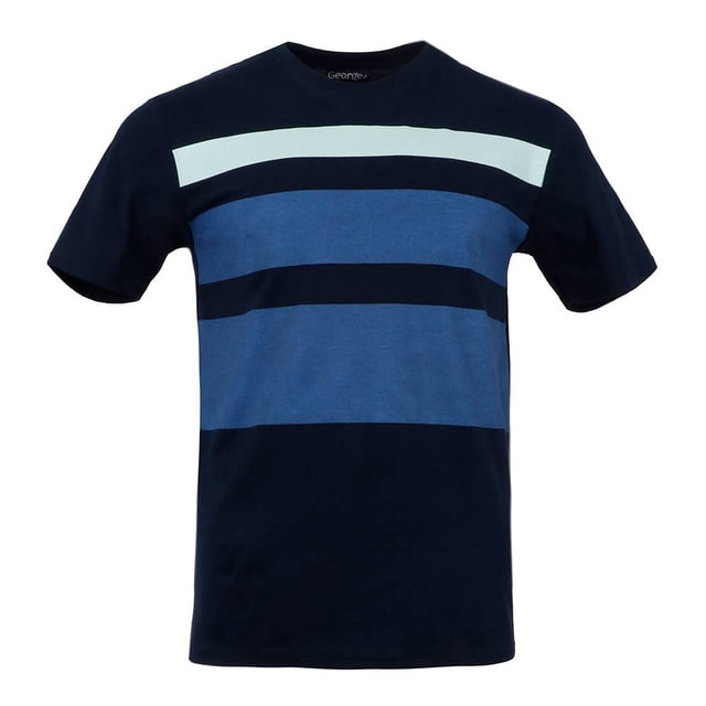 Playera George Talla G Manga Corta con Franjas Horizontales Azul Marino con Negro