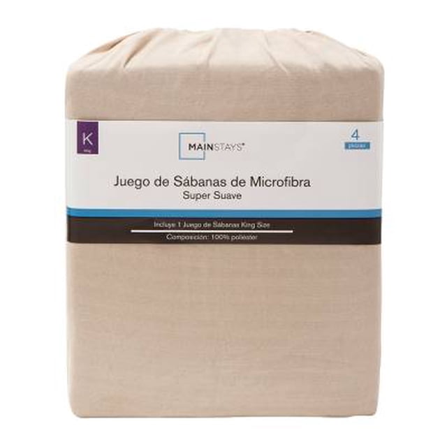 Juego de Sábanas Mainstays Liso King Size Beige 4 Piezas
