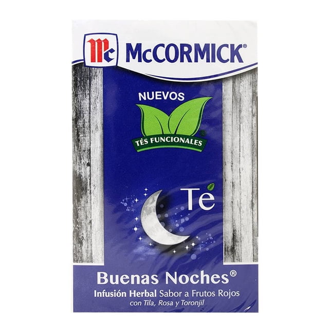 Té McCormick Tés Funcionales buenas noches sabor frutos rojos 20 bolsas de 1.5 g c/u