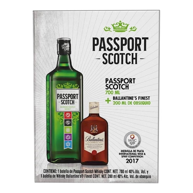 Whisky Passport Scotch escocés de 700 ml más whisky Ballantines de 200 ml