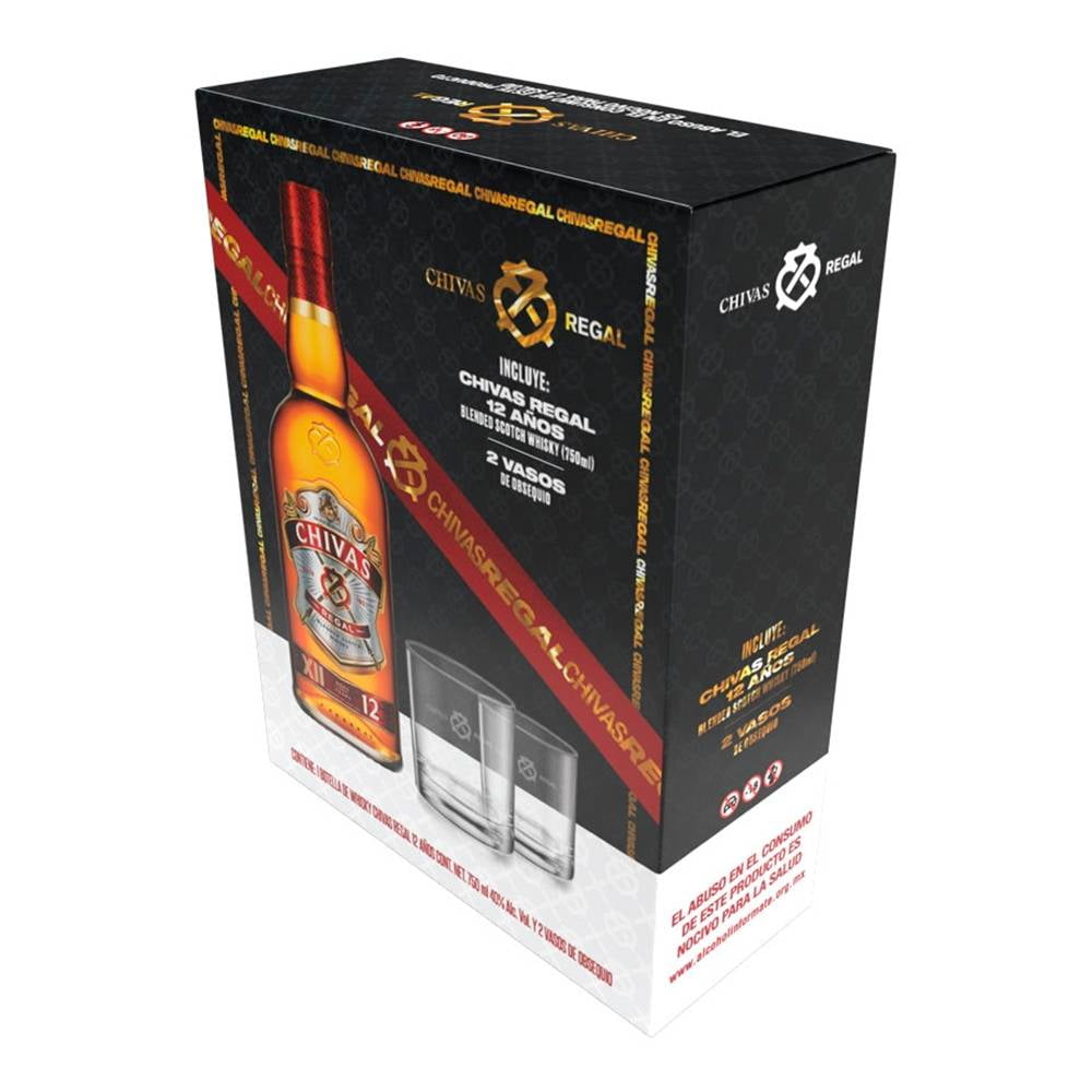 Whisky Chivas Regal 12, 750 ml + 2 vasos | Bodega Aurrera en línea