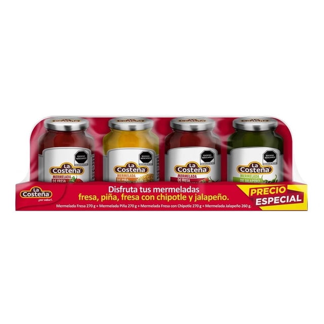 Mermeladas La Costeña fresa piña fresa con chipotle y jalapeño 270 g c/u
