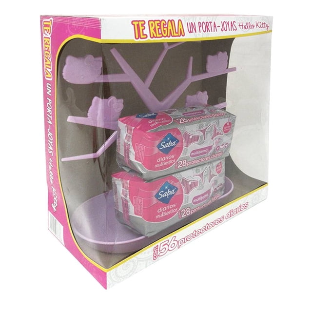 Protectores Saba Diarios multiestilos 56 pzas más porta joyas Hello Kitty
