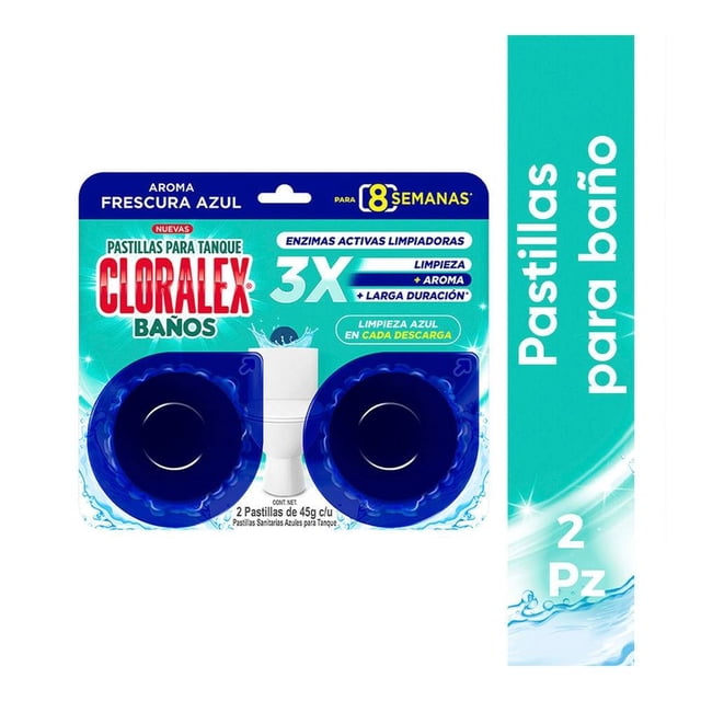 Pastillas sanitarias para tanque Cloralex baños aroma frescura azul 2 pzas de 45 g c/u