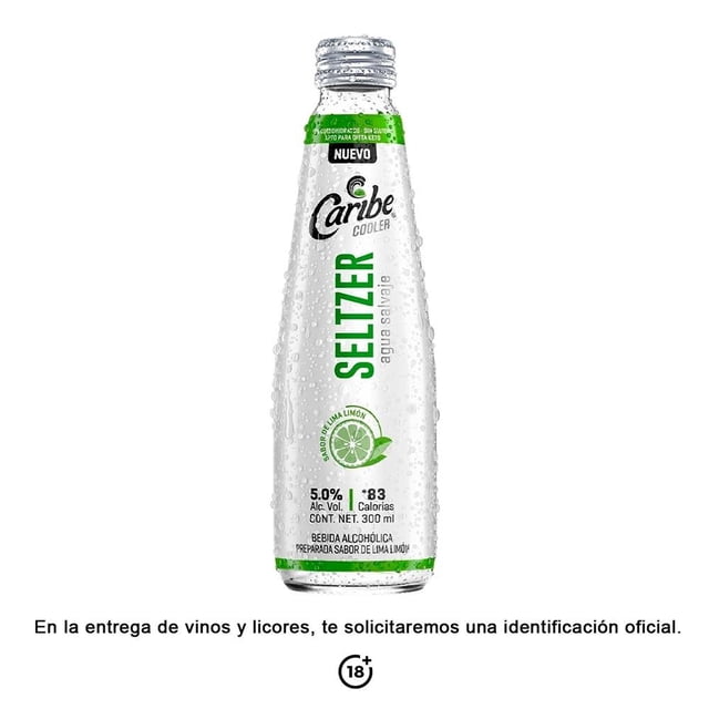 Bebida alcohólica preparada Caribe Cooler seltzer agua salvaje sabor lima limón 300 ml
