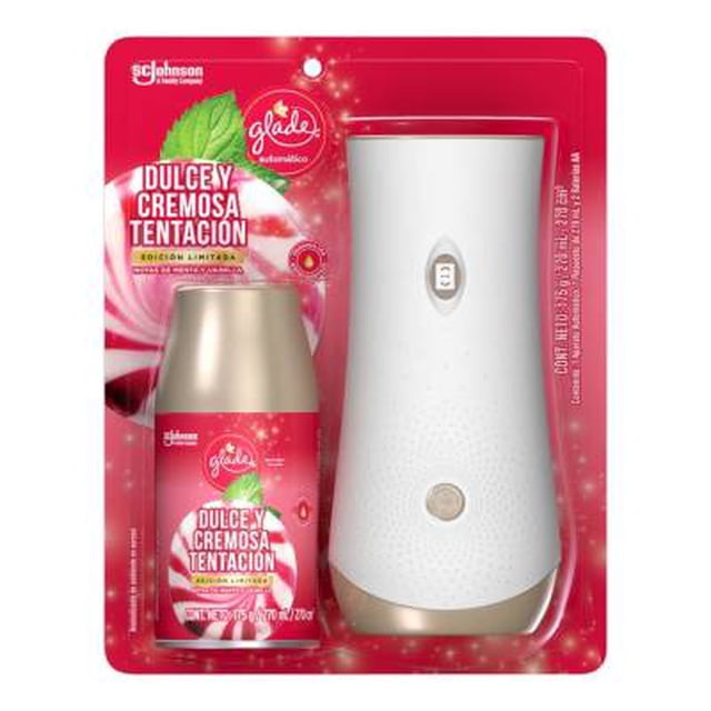 Aromatizante ambiental Glade en aerosol dulce y cremosa tentación 1 aparato y 1 repuesto de 270 ml