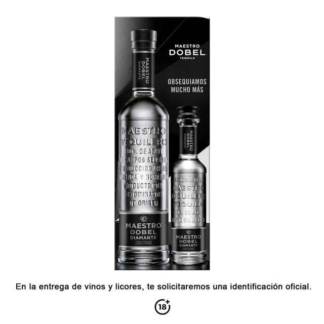 Tequila Maestro Dobel diamante 700 ml + 1 botella de tequila de 200 ml