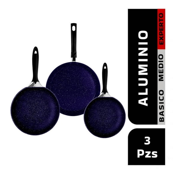 Juego de Sartenes Ekco Azul con 3 Piezas y Varios Tamaños