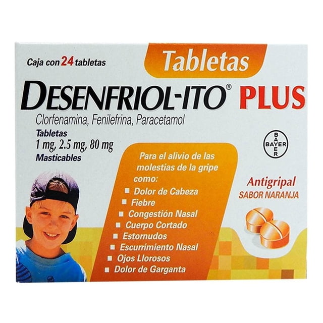 Antigripal Desenfriol-Ito Plus 1 mg/2.5 mg/80 mg sabor naranja 24 tabletas masticables