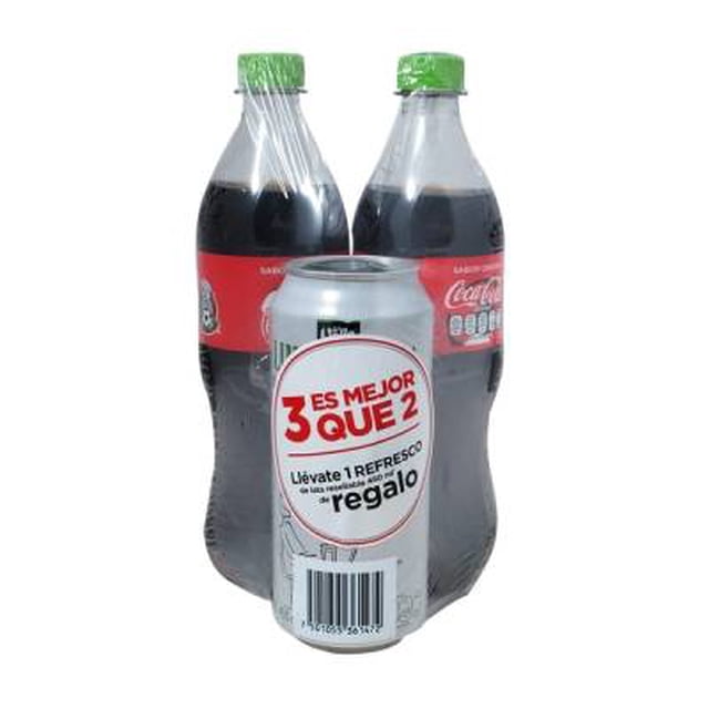 Refresco Coca Cola 2 botellas de 600 ml c/u + 1 lata de limón & nada de 450 ml