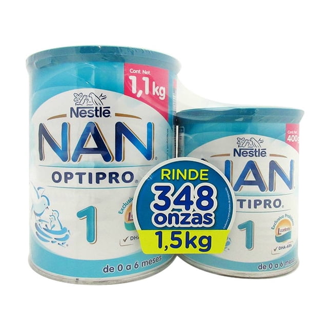 Fórmula láctea Nan Optipro etapa 1 de 1 kg más 1 lata NAN Optripo etapa 1 de 400 g