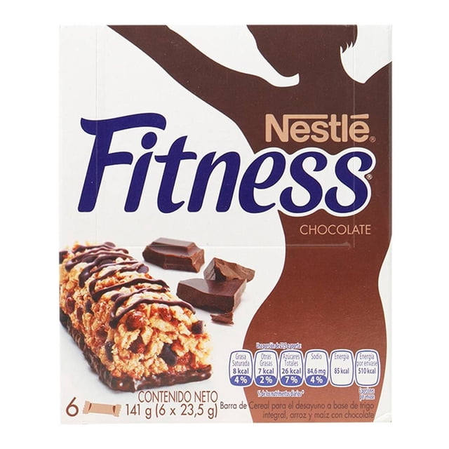 Barra de cereal Nestlé Fitness sabor a chocolate 6 pzas de 23.5 g c/u