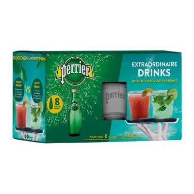 Agua mineral Perrier 8 pzas de 330 ml más 2 vasos old-fashioned ...