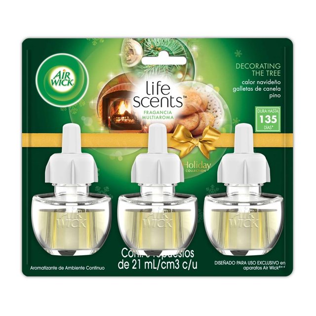 Repuesto de aromatizante ambiental Air Wick holiday color navideño pino 3 pzas 21 ml c/u