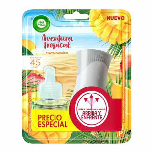 Aromatizante ambiental Air Wick eléctrico, playa paraíso, aparato + repuesto 20 ml