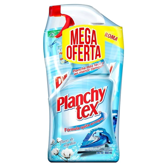 Líquido facilitador del planchado Planchytex flores de algodón 650 ml + 1 repuesto de 500 ml