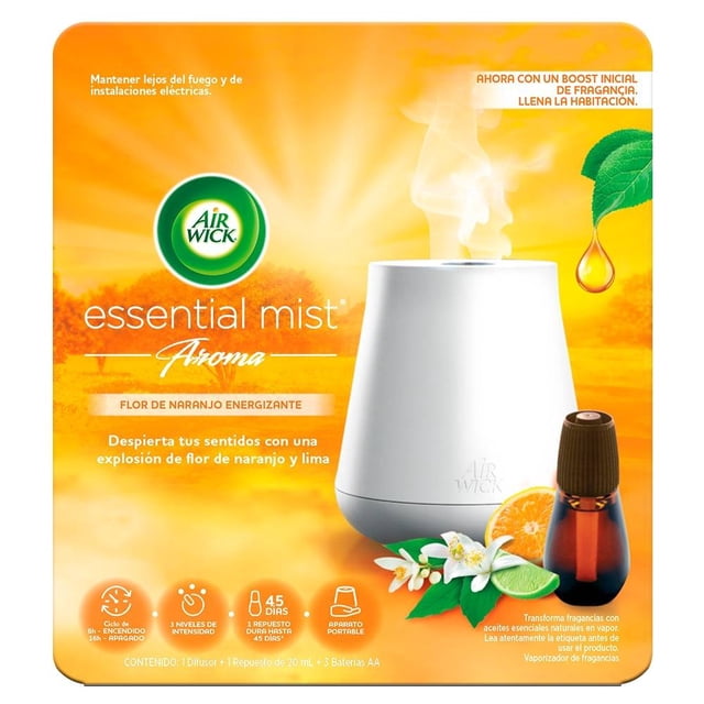 Vaporizador de fragancias Air Wick Essential Mist flor de naranjo energizante difusor + 1 repuesto de 20 ml