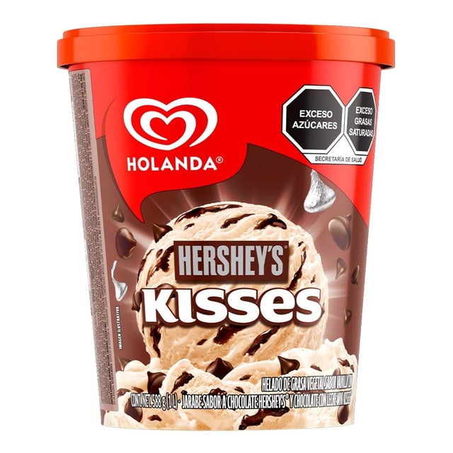 Helado Holanda Hershey's sabor vainilla con jarabe de chocolate y Kisses 1 l