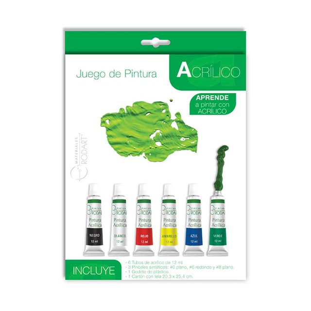 Pintura Rodart Acrílico Multicolor 6 Piezas de 12 ml c/u