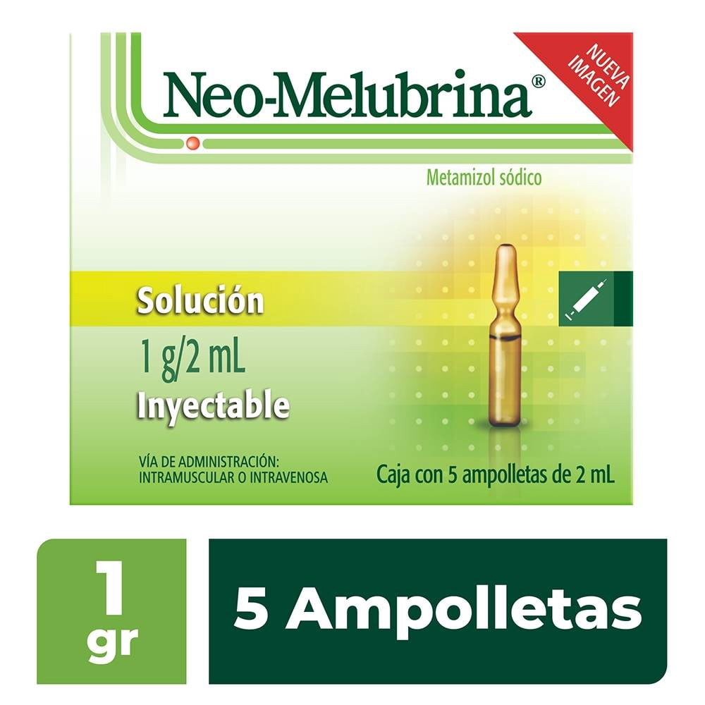 Neo-Melubrina 1 g/2 ml solución inyectable 5 ampolletas de 2 ml ...