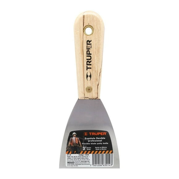 Espátula Flexible Truper Mango de Madera 3 Pulgadas