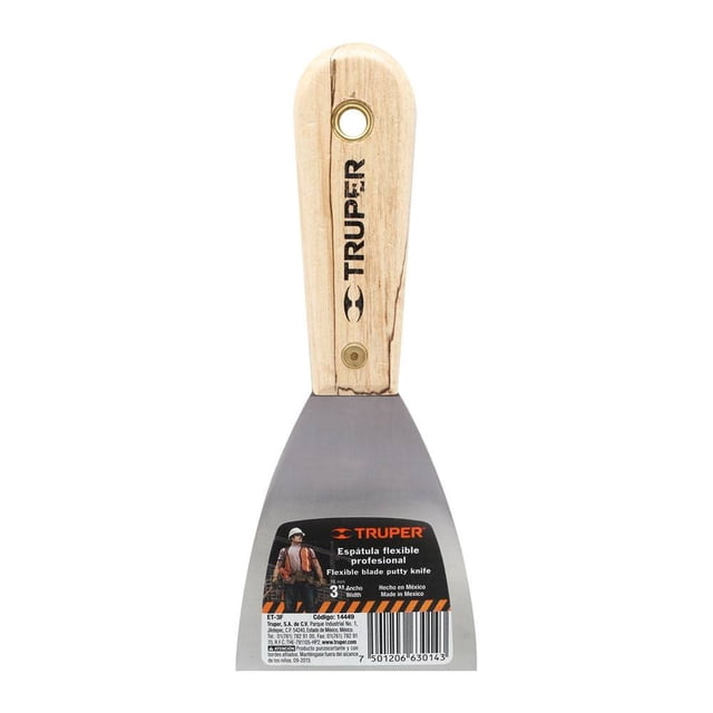Espátula Flexible Truper Mango de Madera 3 Pulgadas