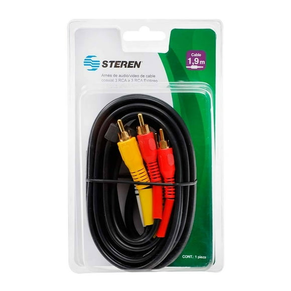 Arnés de Audio y Video Steren de Cable Coaxial 3 RCA a 3 RCA Estéreo modelo 206-2750