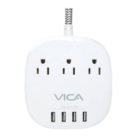 Multicontacto Vica 3 Tomacorriente más 4 Puertos USB  VICA7P