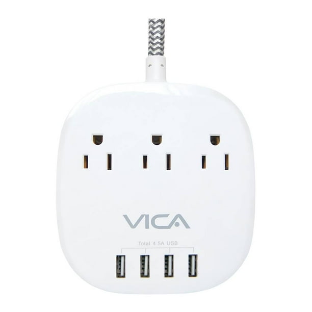 Multicontacto Vica 3 Tomacorriente más 4 Puertos USB VICA7P