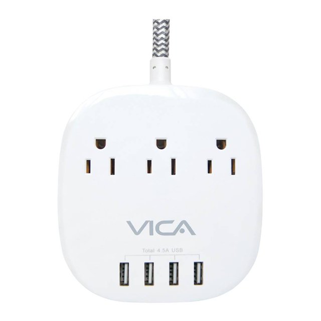 Multicontacto Vica 3 Tomacorriente más 4 Puertos USB VICA7P