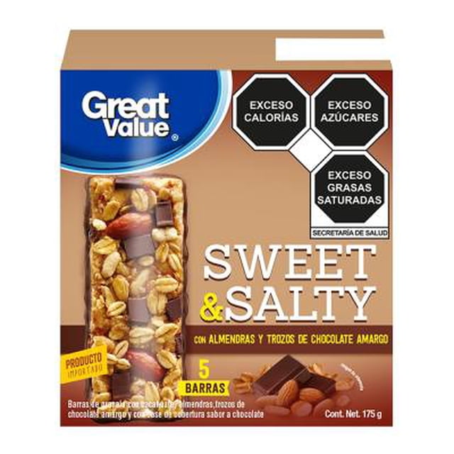 Barras Great Value con almendras y trozos de chocolate amargo 175 g