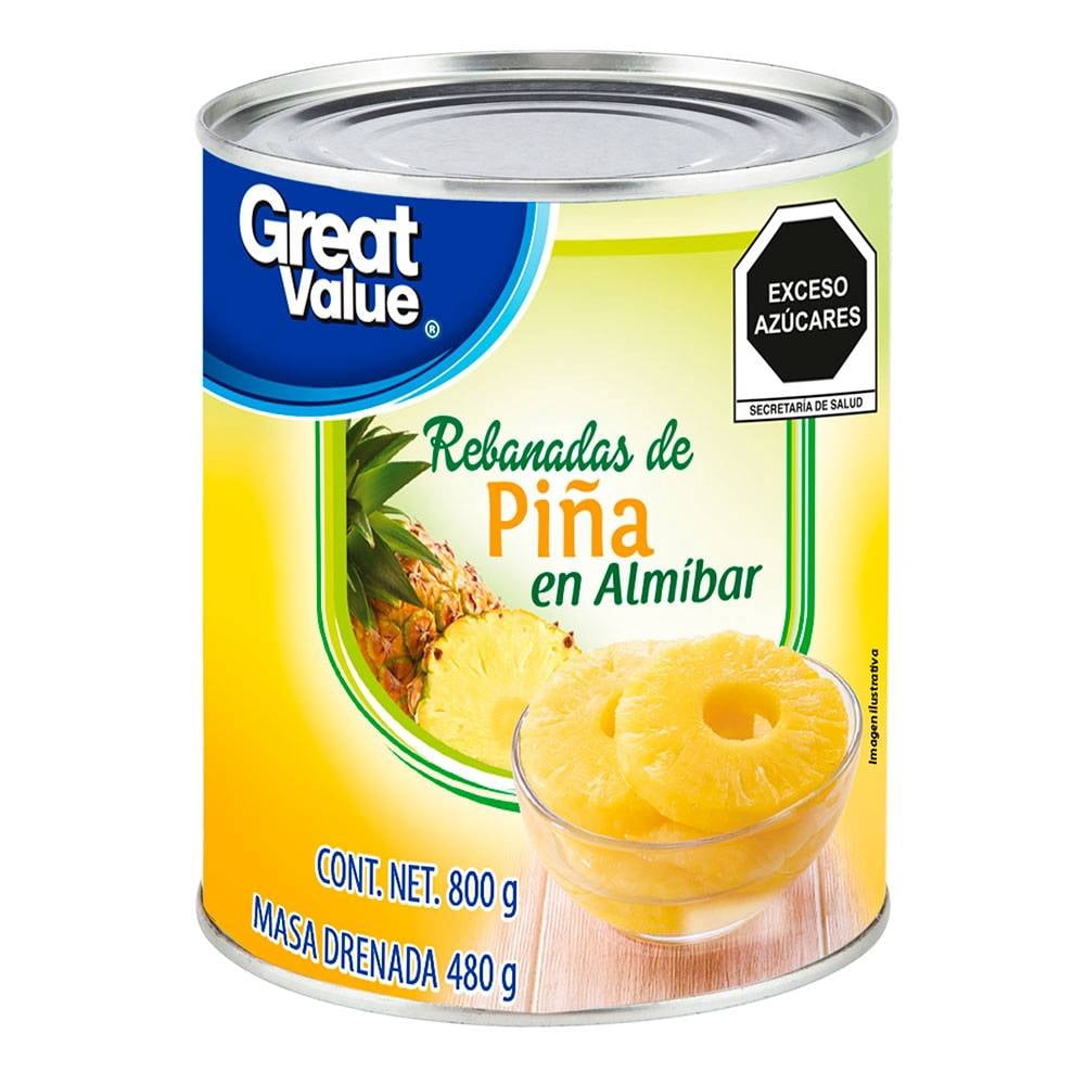 Piña en almíbar Great Value en rebanadas 800 g | Walmart en línea