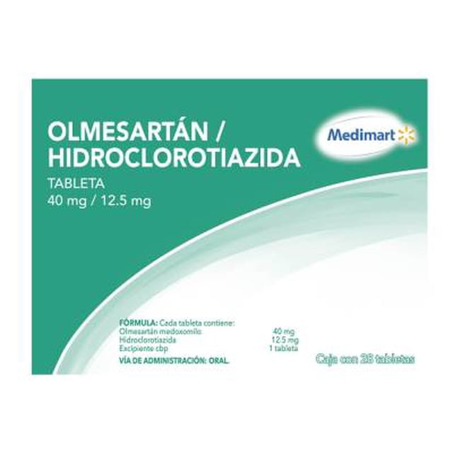 Olmesartán/Hidroclorotiazida Medimart 40 mg/12.5 mg 28 tabletas