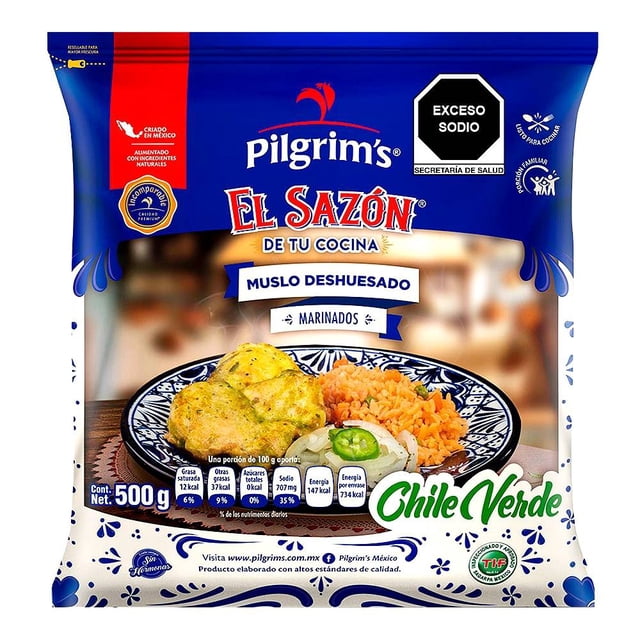 Muslo deshuesado Pilgrim's El Sazón de tu Cocina marinados chile verde 500 g