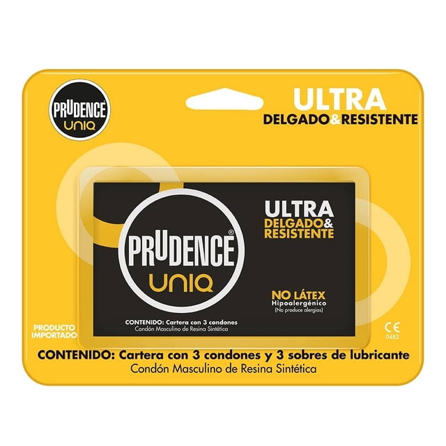Condones Prudence Uniq ultra delgado y resistente 3 pzas + 3 lubricantes